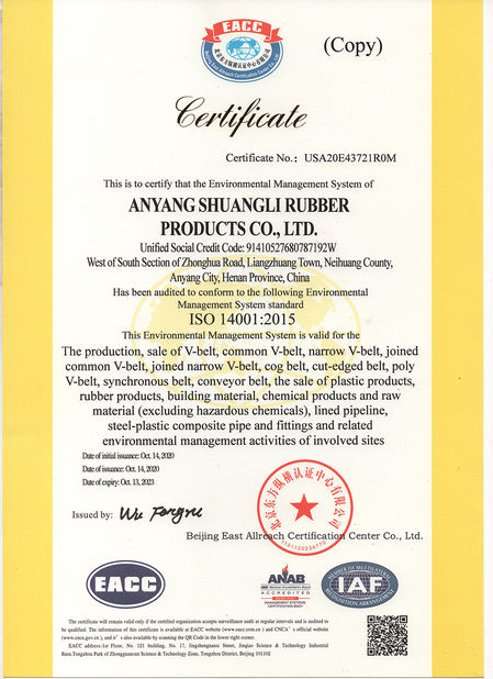 ΚΙΝΑ Henan Shuangli Rubber Co., Ltd. Πιστοποιήσεις